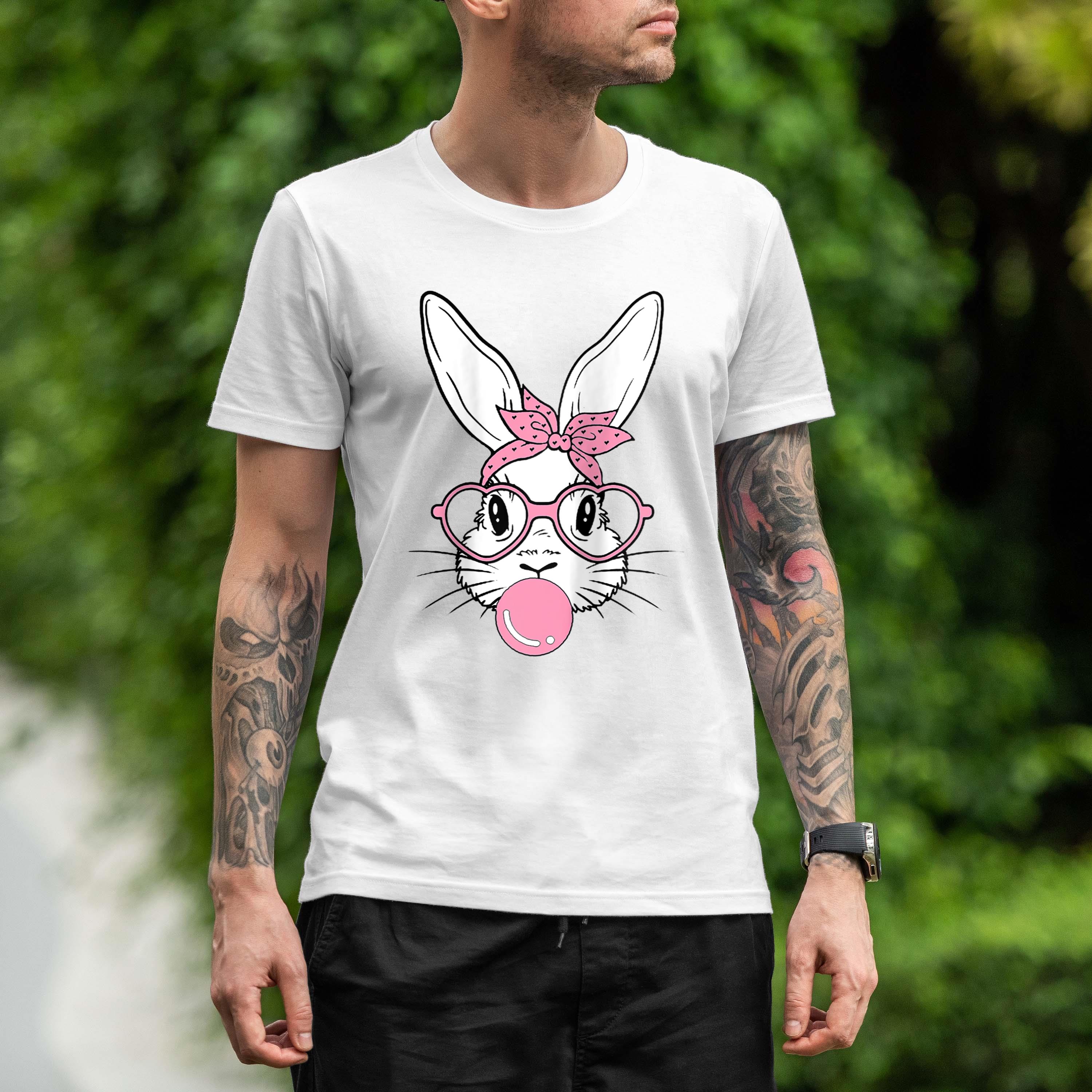 Cute Bunny Heart Glasses Bubblegum For Women Kids Easter Day Raglan Baseball Tee 